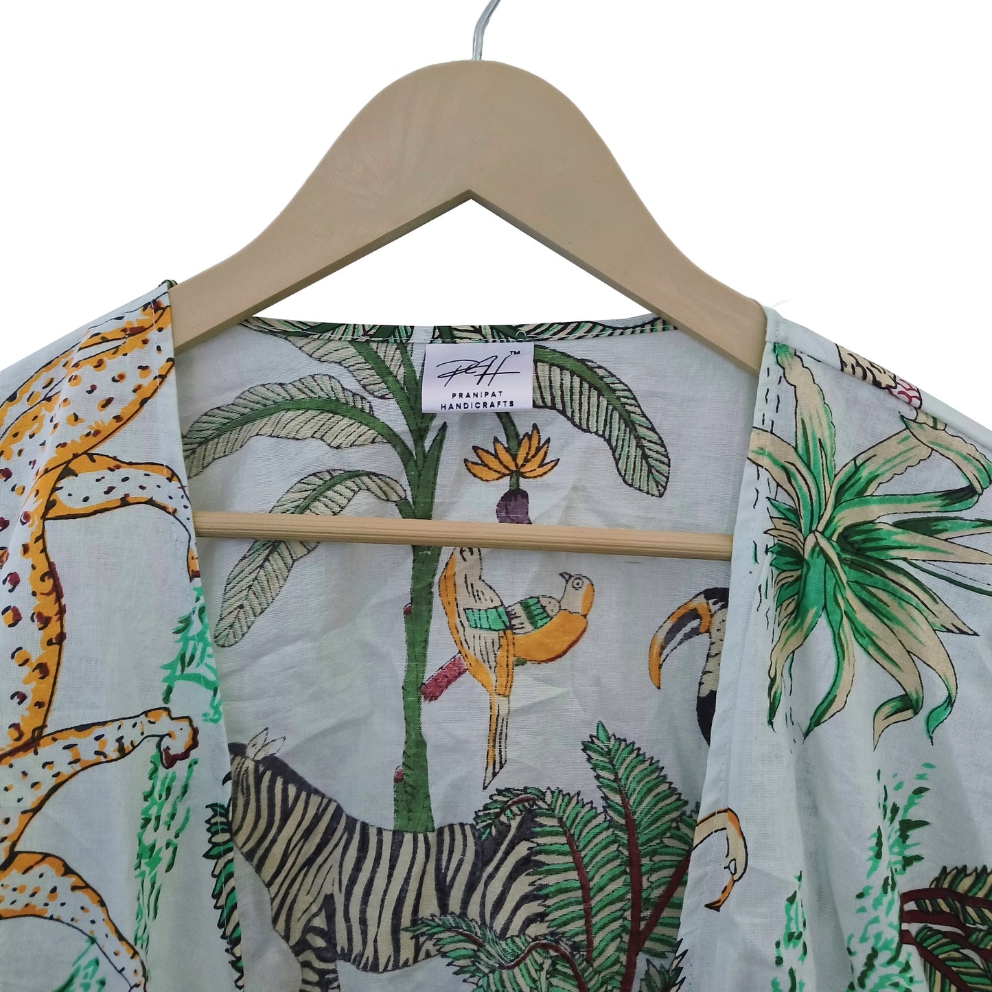Indian Jungle Ethnic Cotton 70' Retro Bell Sleeves Black Women Beach Crop Top