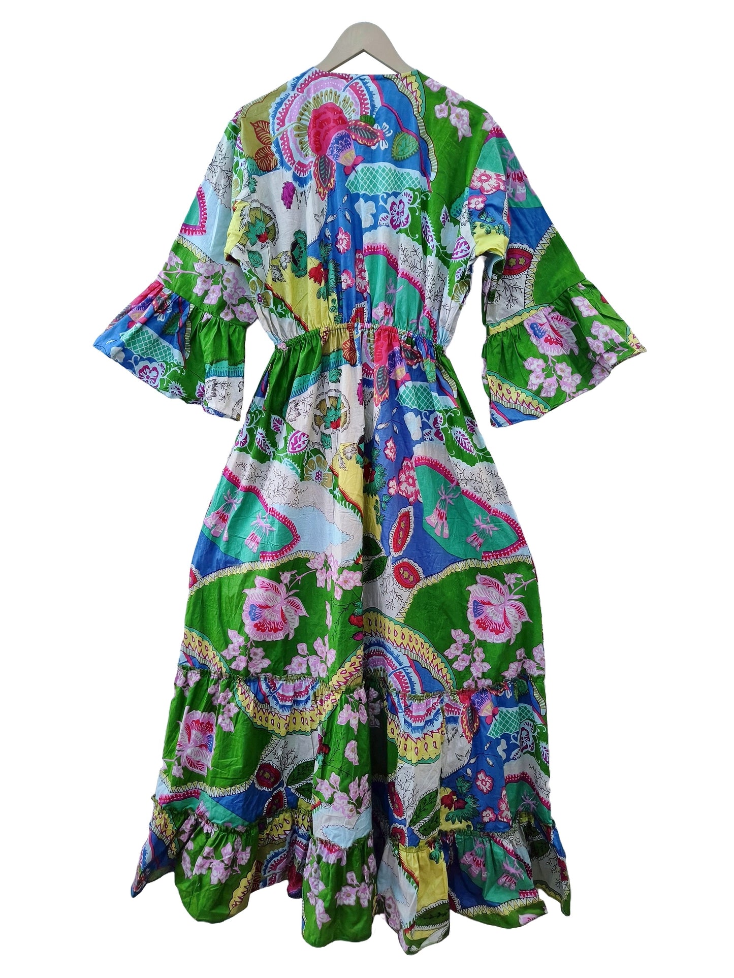 Indian Cotton Israel Print Maxi beach Cover up Summer Hippie Party Wear Dress
