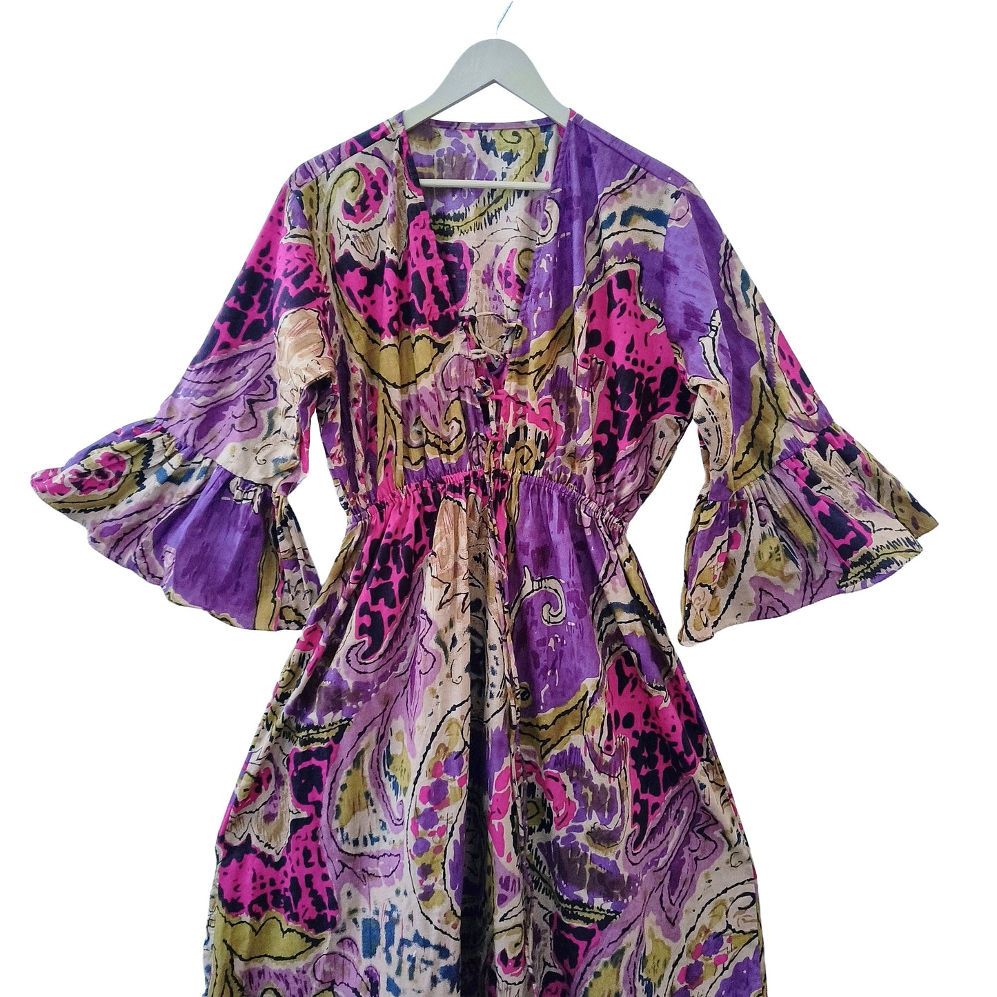 Indian Cotton Cardigan Women Maxi beach Cover up Hippie Summer Party Wear Dress