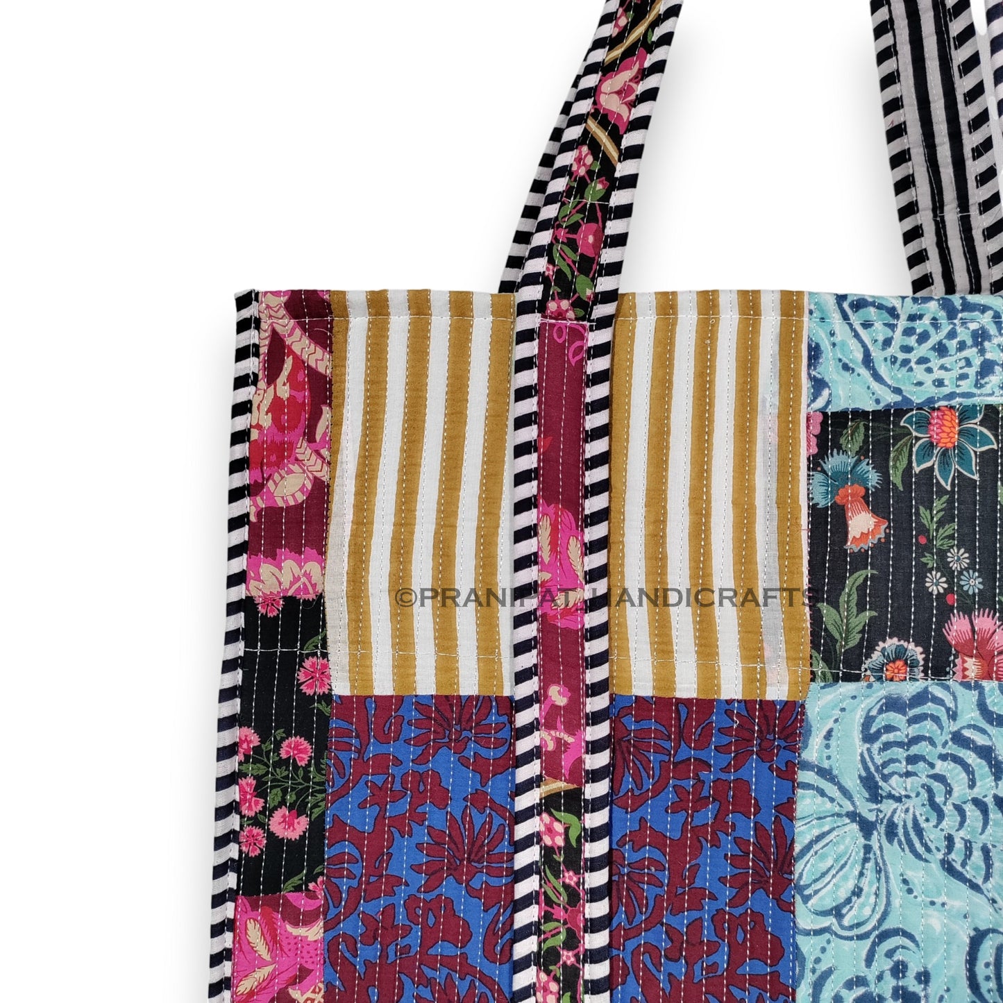 Women Cotton Quilted Bag Shoulder Beach Travel Tote Bag