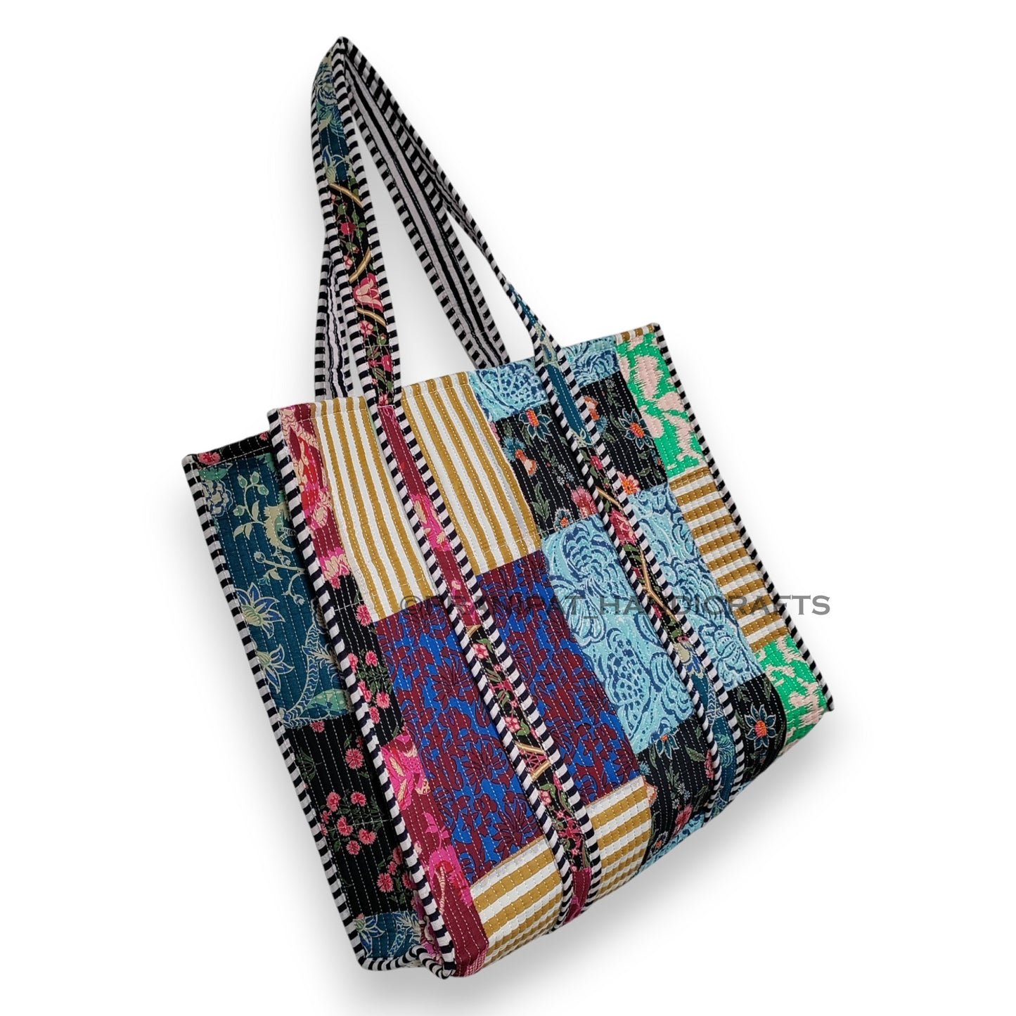 Women Cotton Quilted Bag Shoulder Beach Travel Tote Bag