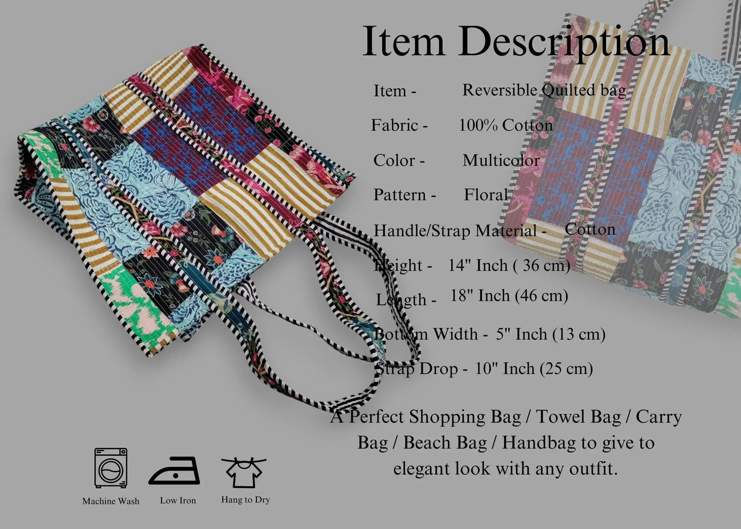 Women Cotton White Multi Beach Quilted Bag Shoulder Travel Tote Bag - Handicraft Trend