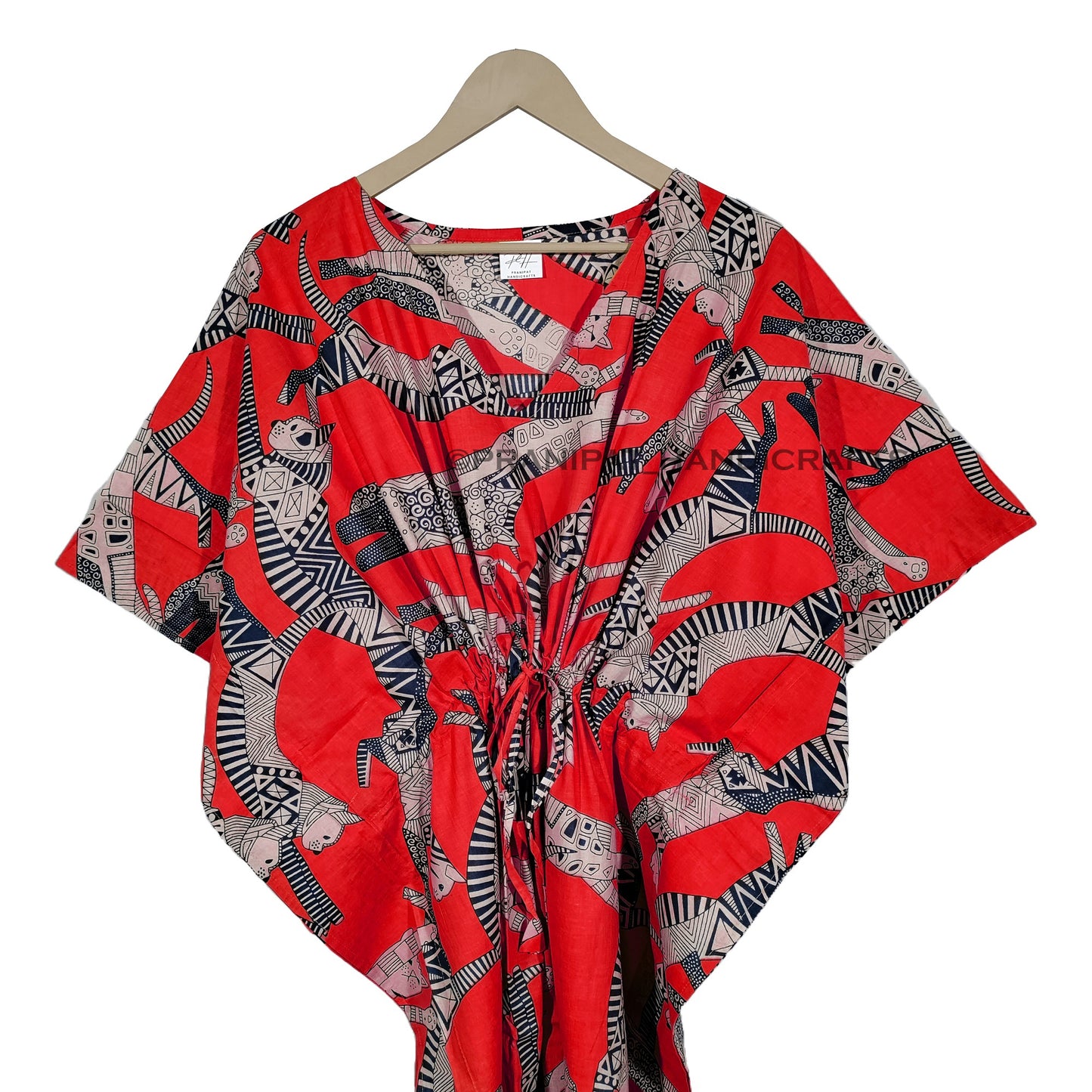 Handicraft Trend Egyptian Cat Print Beach Dress 100% Cotton Maxi cover up Sleepwear Women Hippie Caftan Dress
