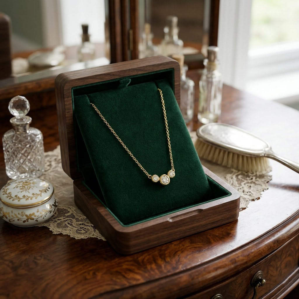 Gold CZ Pendant Aurelia Anti Tarnish Necklace Elegant Bezel Setting