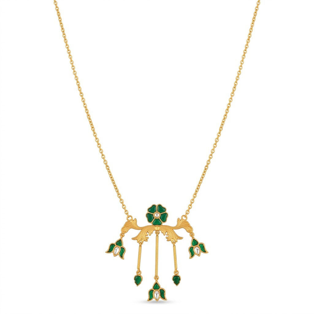 Elegent Women Ethnic Gold Plated Kundan Lotus Neklace Set with Matcing Earrings