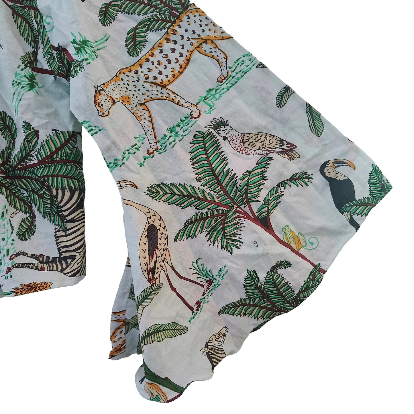 Indian Jungle Ethnic Cotton 70' Retro Bell Sleeves Black Women Beach Crop Top
