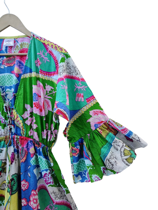 Indian Cotton Israel Print Maxi beach Cover up Summer Hippie Party Wear Dress