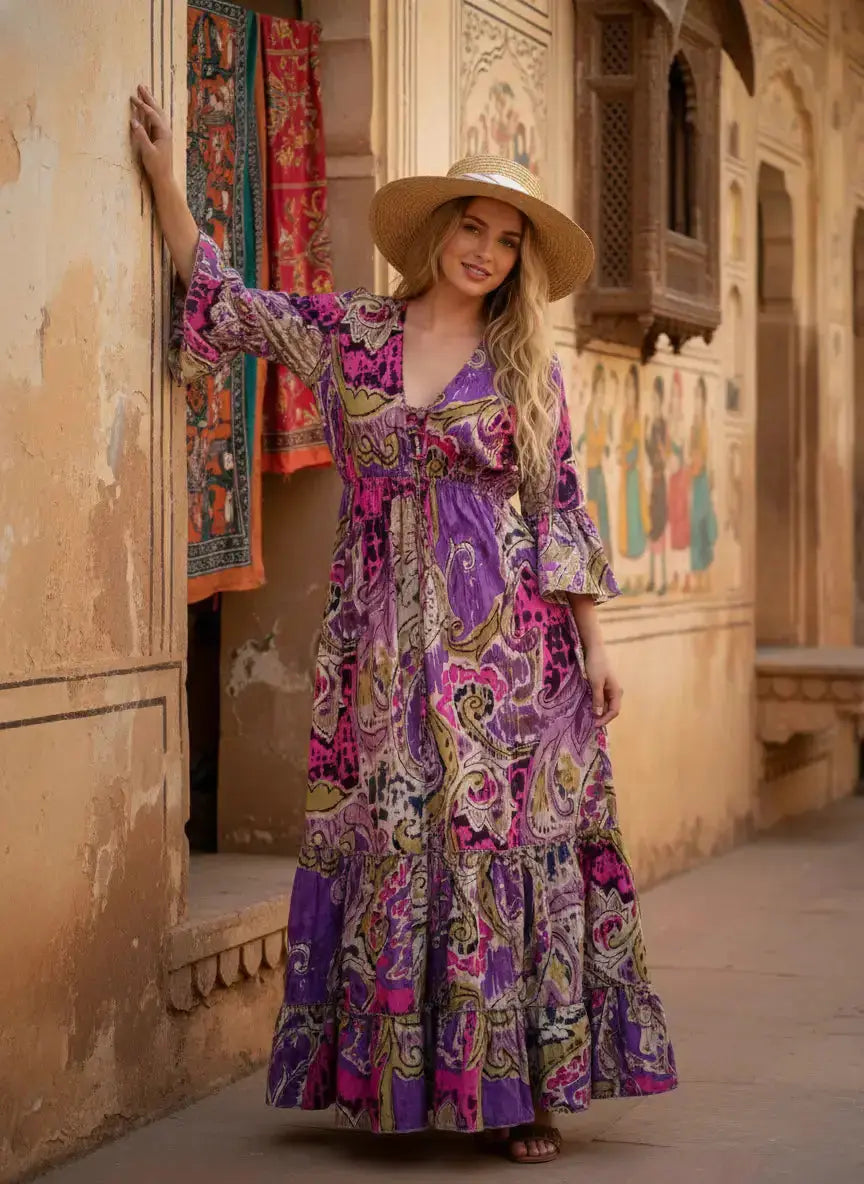 Indian Cotton Cardigan Women Maxi beach Cover up Hippie Summer Party Wear Dress Handicraft Trend