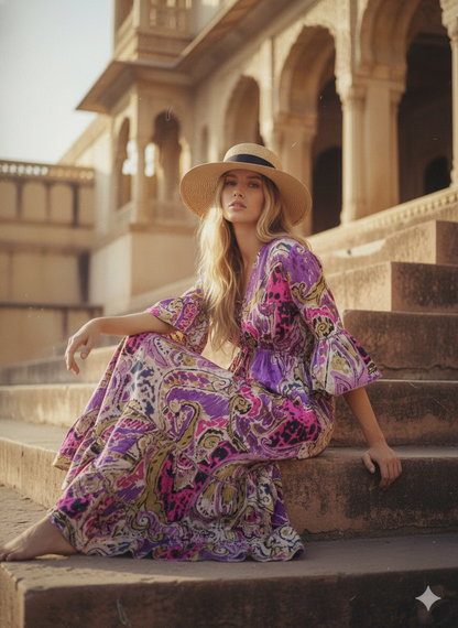 Indian Cotton Cardigan Women Maxi beach Cover up Hippie Summer Party Wear Dress