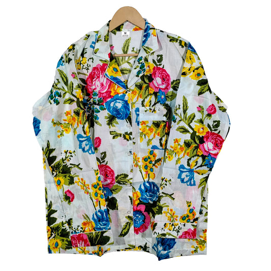 Women 100% Cotton Soft Floral Pajama Set Lightweight Summer Sleepwear