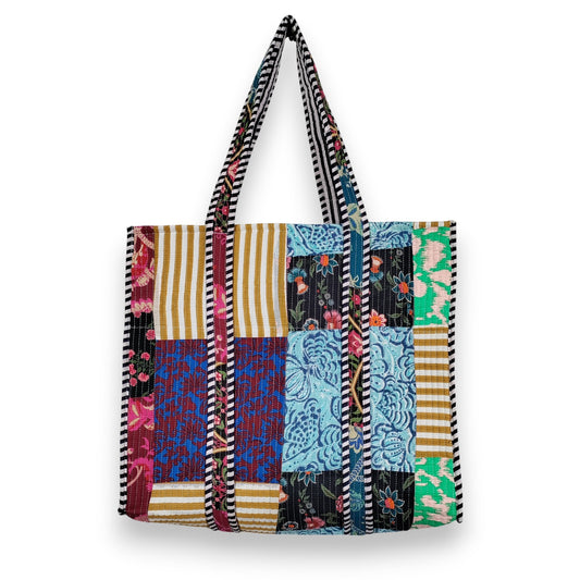 Women Cotton Quilted Bag Shoulder Beach Travel Tote Bag