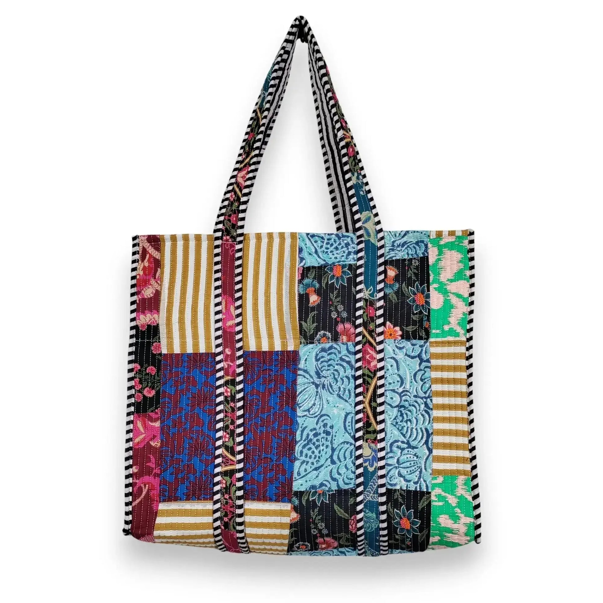 Women Cotton Quilted Bag Shoulder Beach Travel Tote Bag - Handicraft Trend