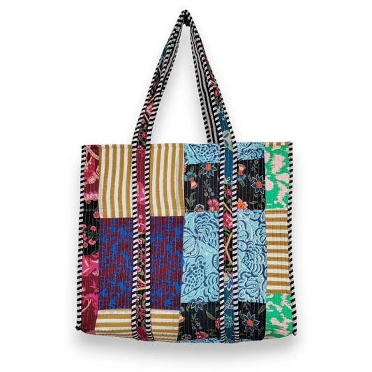Women Cotton Quilted Bag Shoulder Beach Travel Tote Bag - Handicraft Trend