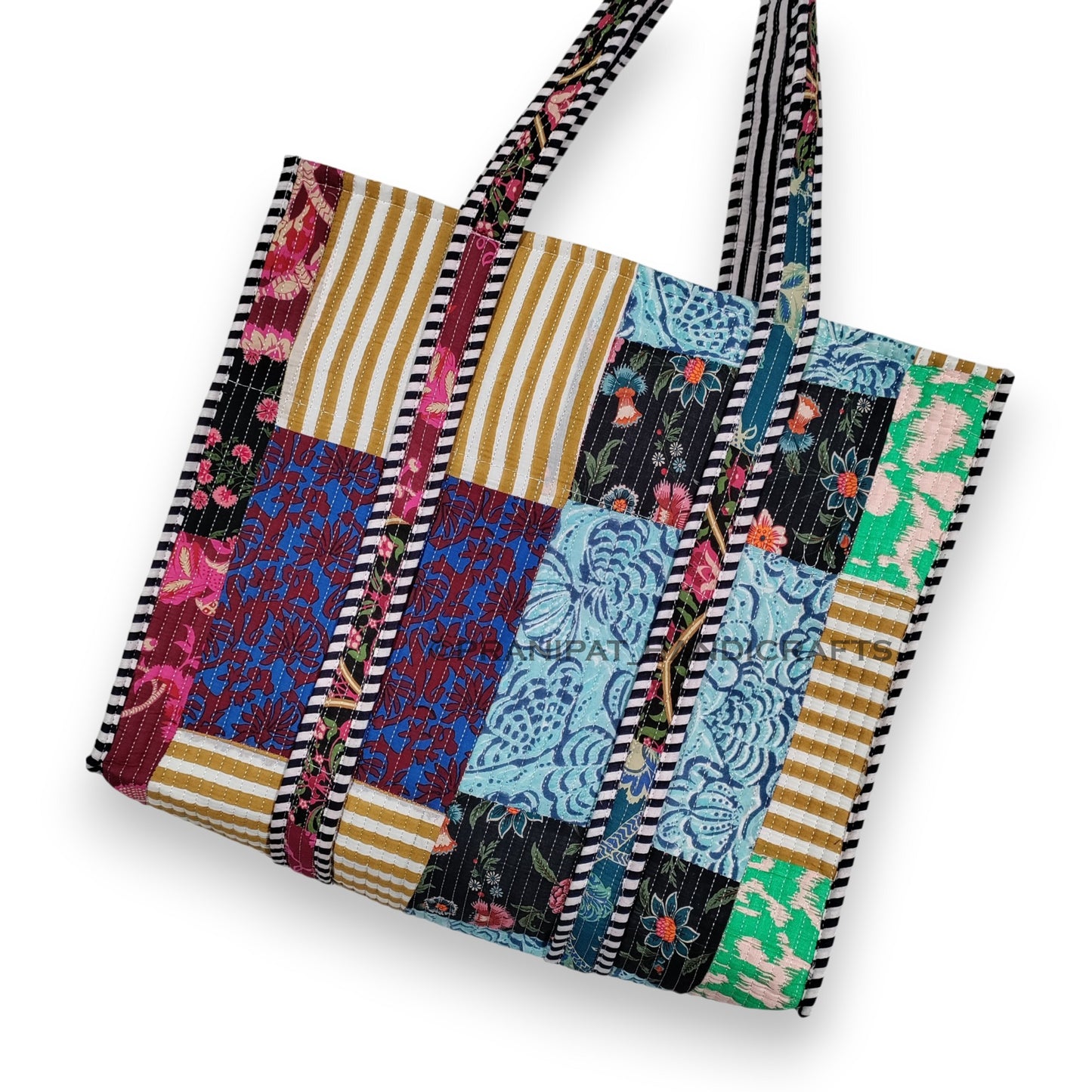 Women Cotton Quilted Bag Shoulder Beach Travel Tote Bag