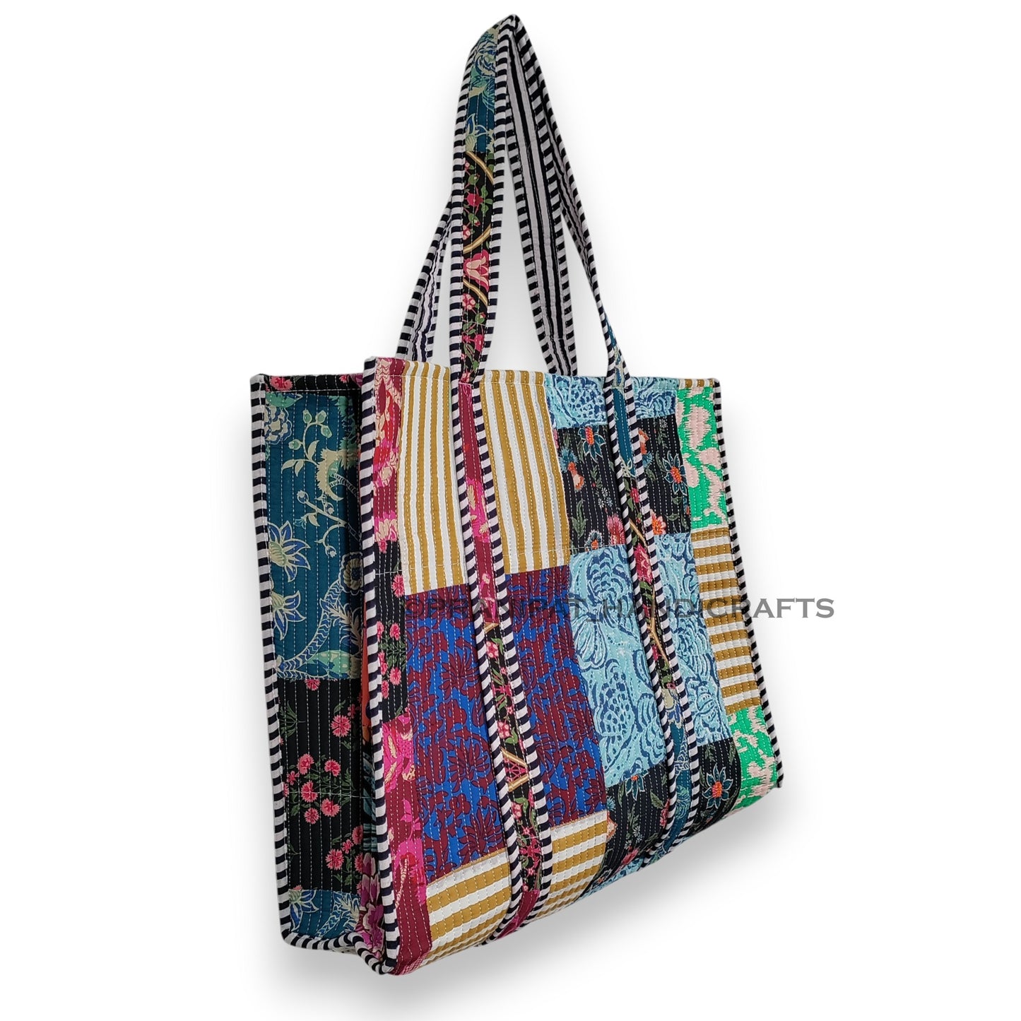 Women Cotton Quilted Bag Shoulder Beach Travel Tote Bag
