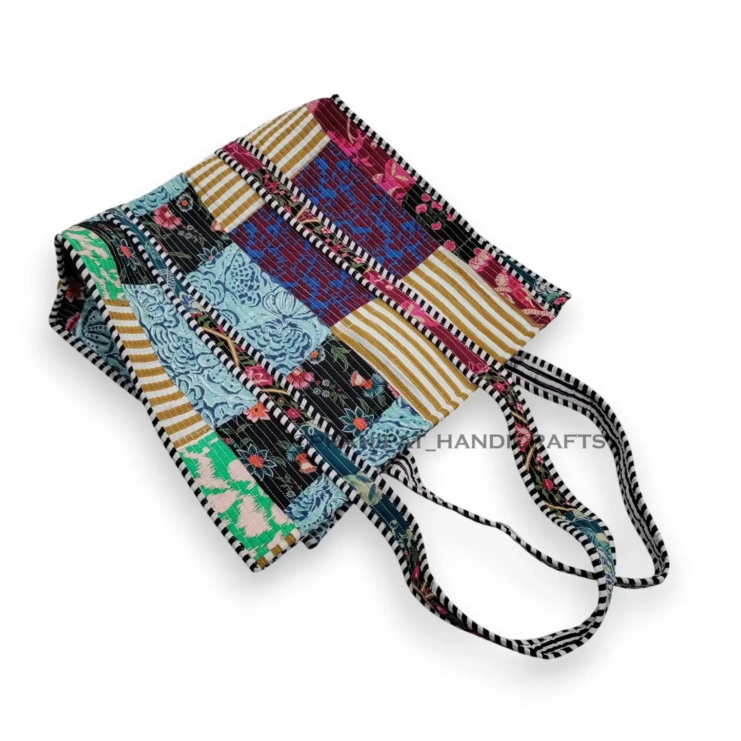 Women Cotton Quilted Bag Shoulder Beach Travel Tote Bag - Handicraft Trend