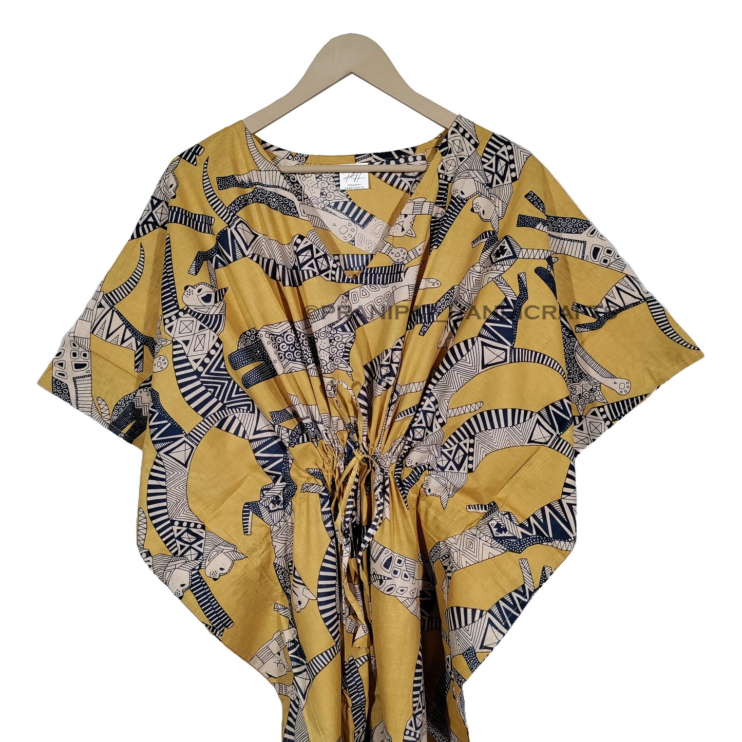 Handicraft Trend Egyptian Cat Print Beach Dress 100% Cotton Maxi cover up Sleepwear Women Hippie Caftan Dress