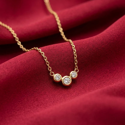 Gold CZ Pendant Aurelia Anti Tarnish Necklace Elegant Bezel Setting