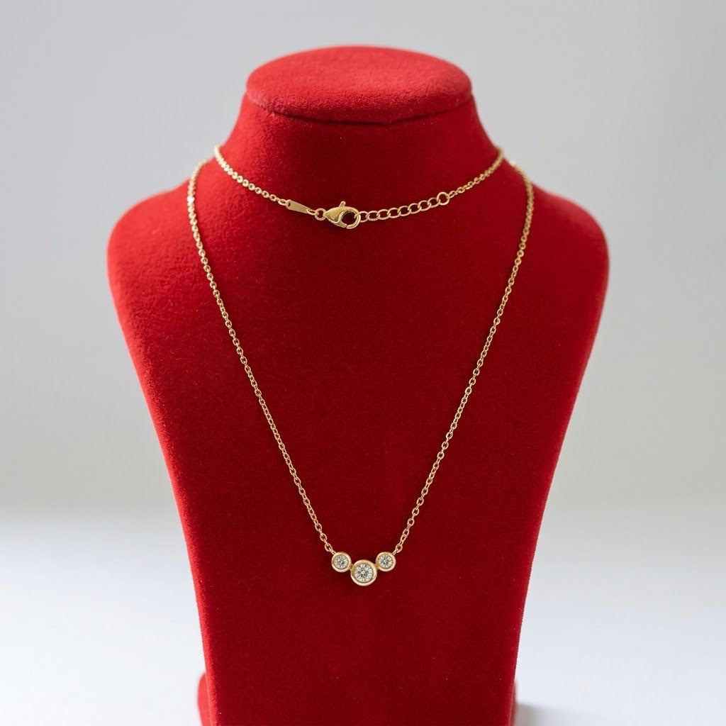 Gold CZ Pendant Aurelia Anti Tarnish Necklace Elegant Bezel Setting