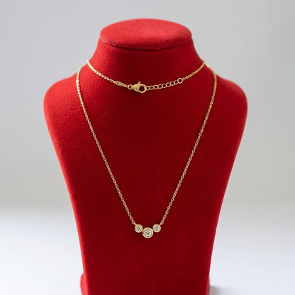 Gold CZ Pendant Aurelia Anti Tarnish Necklace Elegant Bezel Setting