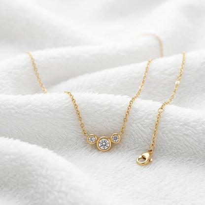 Gold CZ Pendant Aurelia Anti Tarnish Necklace Elegant Bezel Setting